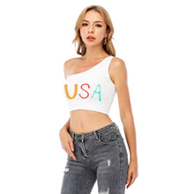 Load image into Gallery viewer, USA Traffic Lights All-Over Print One-Shoulder Cropped Top
